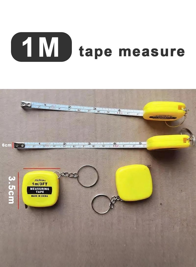 Mini Tape Measure Retractable Bulk 1m Small Measuring Tape Pocket Tiny Inch and Metric Measurement for Construction Party Favors, Operation Christmas Items, Men Gifts(Yellow) - Image 2