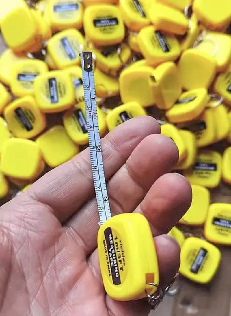 Mini Tape Measure Retractable Bulk 1m Small Measuring Tape Pocket Tiny Inch and Metric Measurement for Construction Party Favors, Operation Christmas Items, Men Gifts(Yellow) - Image 3