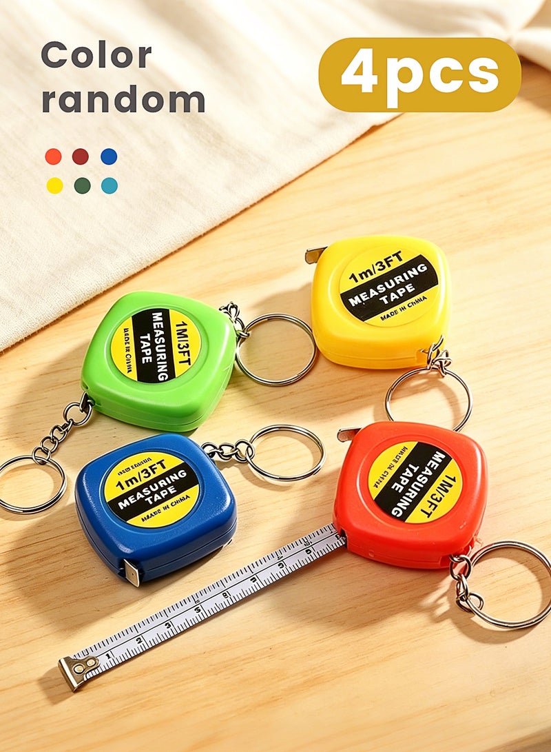 4pcs Color random Mini Tape Measure Retractable Bulk 1m Small Measuring Tape Pocket Tiny Inch and Metric Measurement for Construction Party Favors, Operation Christmas Items, Men Gifts(Yellow) - Image 1