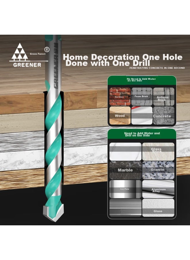 GREENER Lülin Ceramic Tile Drill Bit, Concrete Cement Marble Impact Drill Bit, Electric Hand Drill Alloy Ba Drill, 2 Pieces Each Of 6+8mm - Image 5
