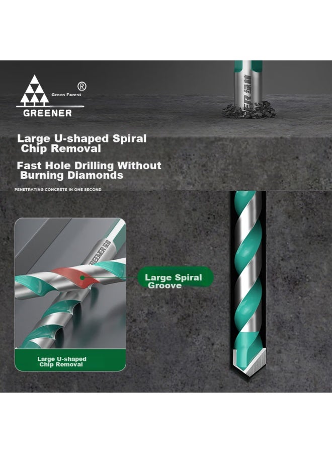 GREENER Lülin Ceramic Tile Drill Bit, Concrete Cement Marble Impact Drill Bit, Electric Hand Drill Alloy Ba Drill, 2 Pieces Each Of 6+8mm - Image 4