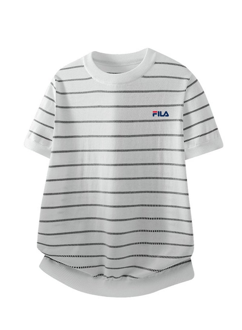 فيلا FILA men's and women's short-sleeved T-shirts with horizontal stripes - Image 3