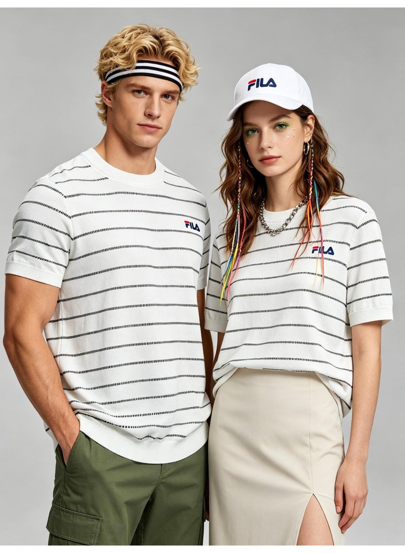 فيلا FILA men's and women's short-sleeved T-shirts with horizontal stripes - Image 1