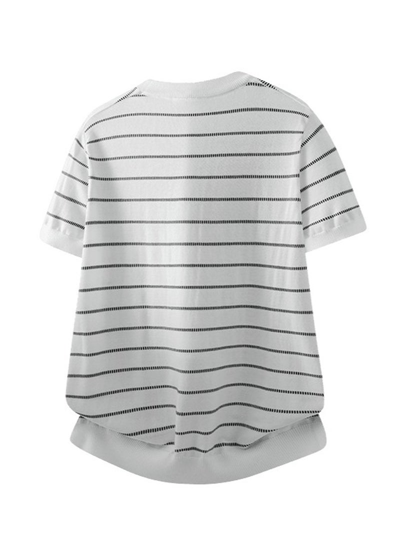 فيلا FILA men's and women's short-sleeved T-shirts with horizontal stripes - Image 5