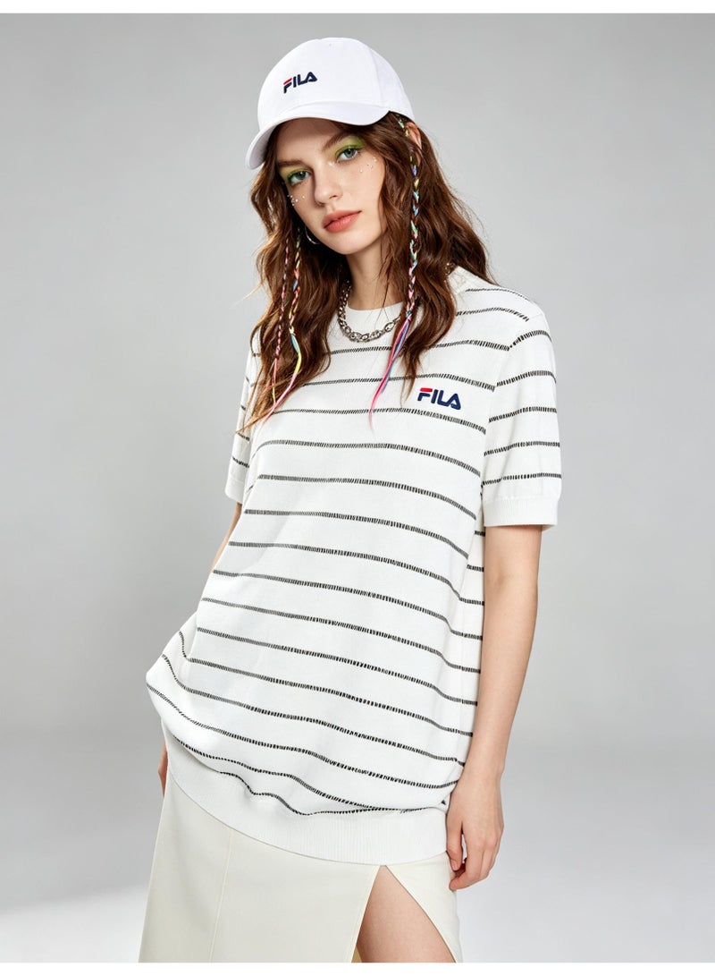 فيلا FILA men's and women's short-sleeved T-shirts with horizontal stripes - Image 2