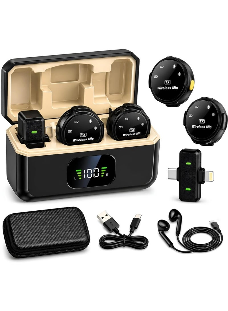 LIMOS Wireless Lavalier Microphone for iPhone -2 Wireless Mics with Charging Case & Digital Display, Lightning Receiver, Noise Reduction, Plug & Play for Vlogging, YouTube, Interviews & Live Streaming - Image 2