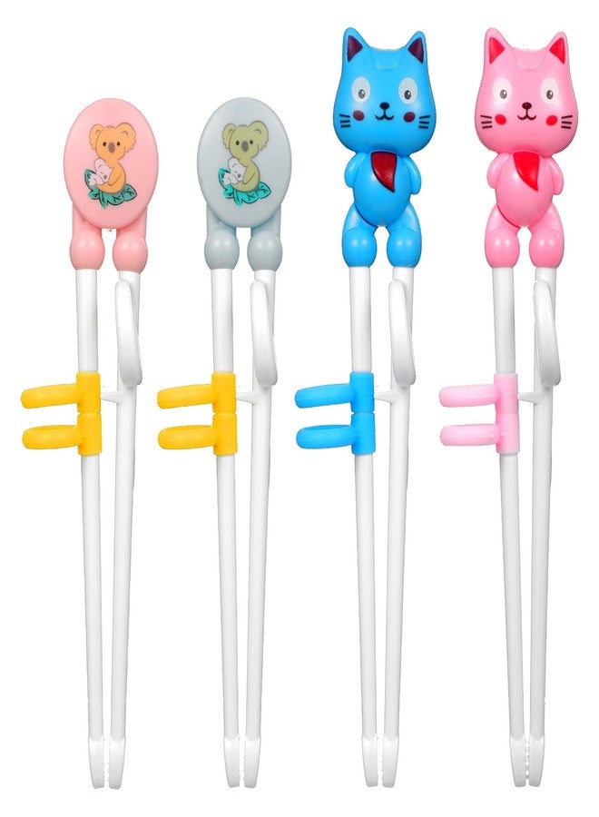 KFHENSOMR 4 Pairs Animal Training Chopsticks for Kids & Beginners - Reusable Learning Chopsticks with Cute Cat Design, Ideal Gift for Children's First Chopsticks - Image 1