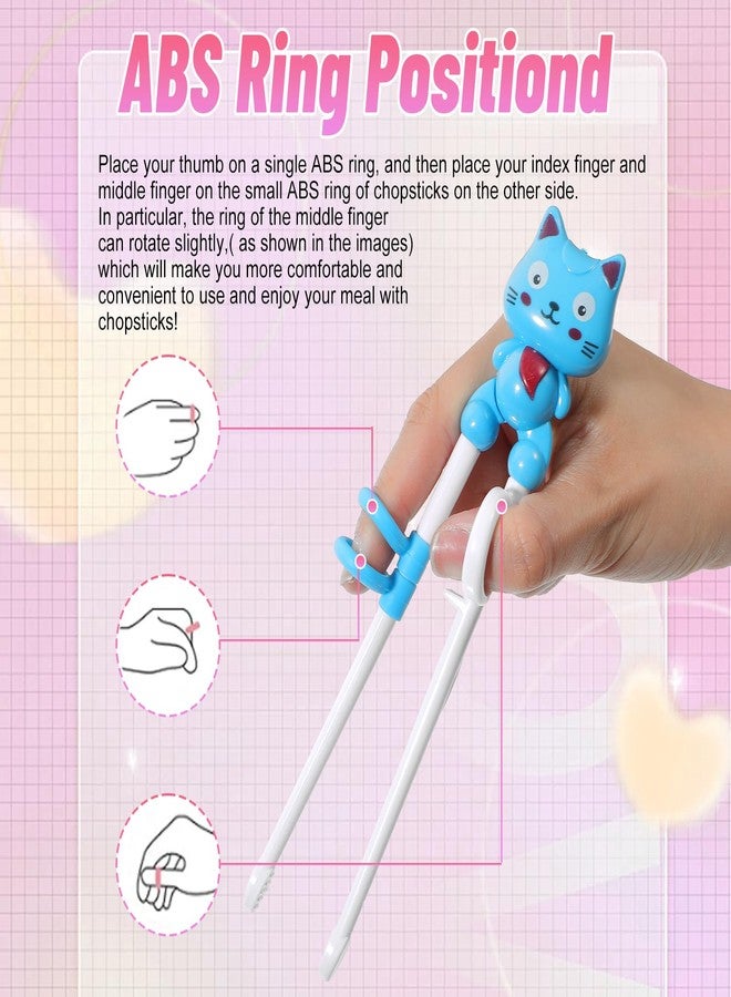 KFHENSOMR 4 Pairs Animal Training Chopsticks for Kids & Beginners - Reusable Learning Chopsticks with Cute Cat Design, Ideal Gift for Children's First Chopsticks - Image 3
