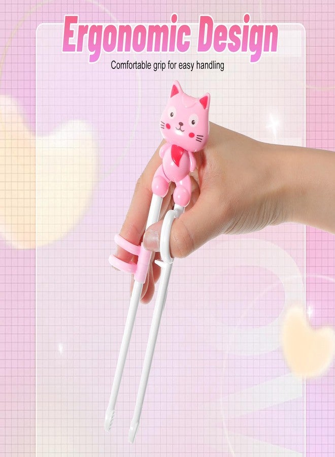 KFHENSOMR 4 Pairs Animal Training Chopsticks for Kids & Beginners - Reusable Learning Chopsticks with Cute Cat Design, Ideal Gift for Children's First Chopsticks - Image 4