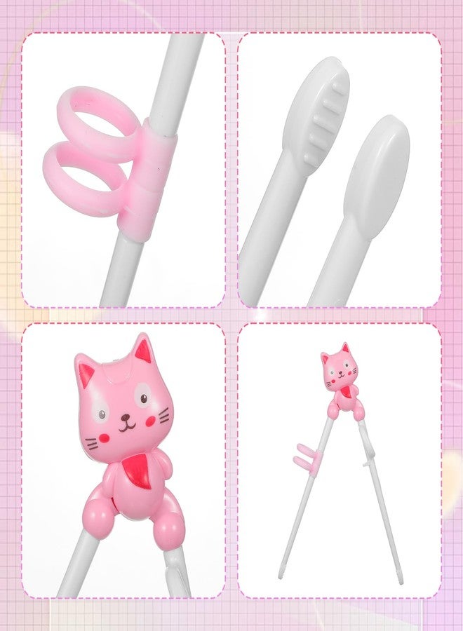 KFHENSOMR 4 Pairs Animal Training Chopsticks for Kids & Beginners - Reusable Learning Chopsticks with Cute Cat Design, Ideal Gift for Children's First Chopsticks - Image 5