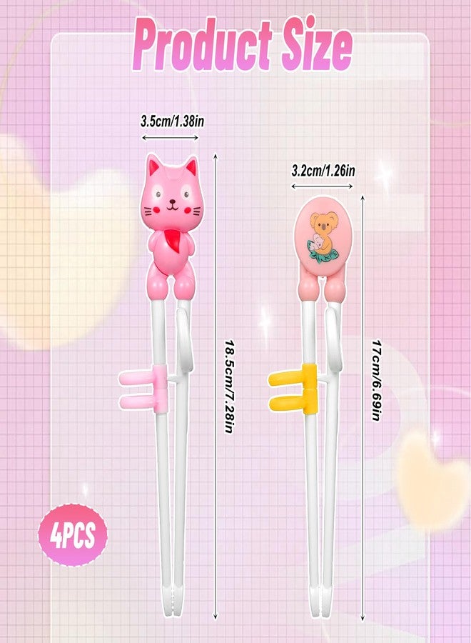 KFHENSOMR 4 Pairs Animal Training Chopsticks for Kids & Beginners - Reusable Learning Chopsticks with Cute Cat Design, Ideal Gift for Children's First Chopsticks - Image 2