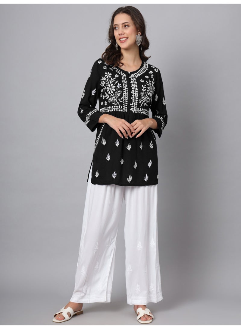 Alaya Women Hand Embroidered Chikankari Rayon Kurti-AL3696 - Image 5