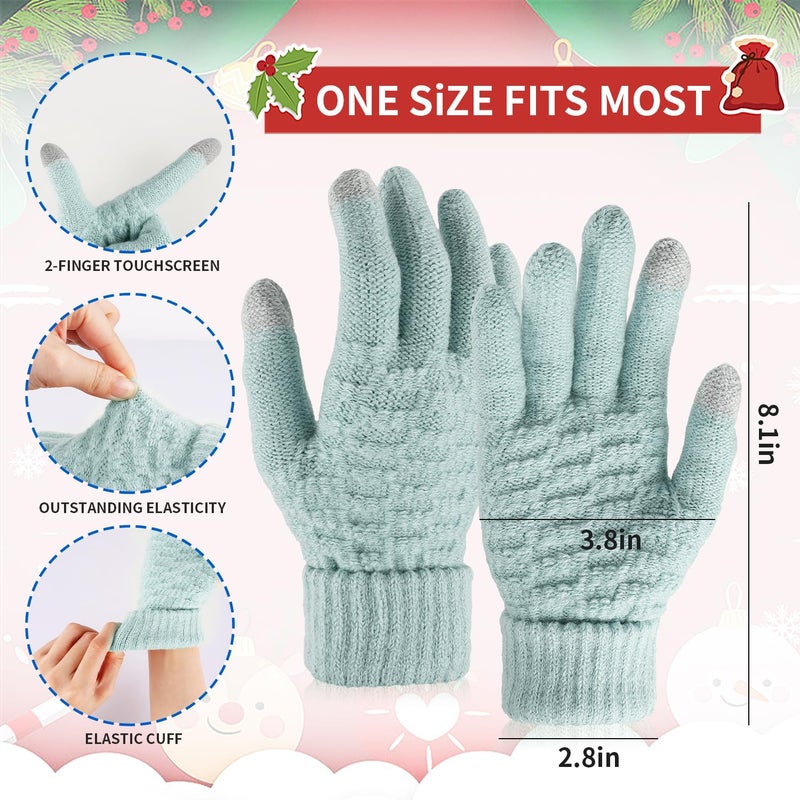 Yafeite Winter Gloves for Women - 4 Pairs Touchscreen Gloves for Women Cold Weather, Fashion Knit Mittens Warm Winter Gloves - Image 3