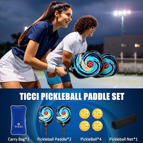 T TICCI Pickleball Paddles Set of 2, USAPA Approved Fiberglass Pickleball Set with 4 Balls & Carry Bag, Lightweight Rackets for Beginners & Adults - Image 5