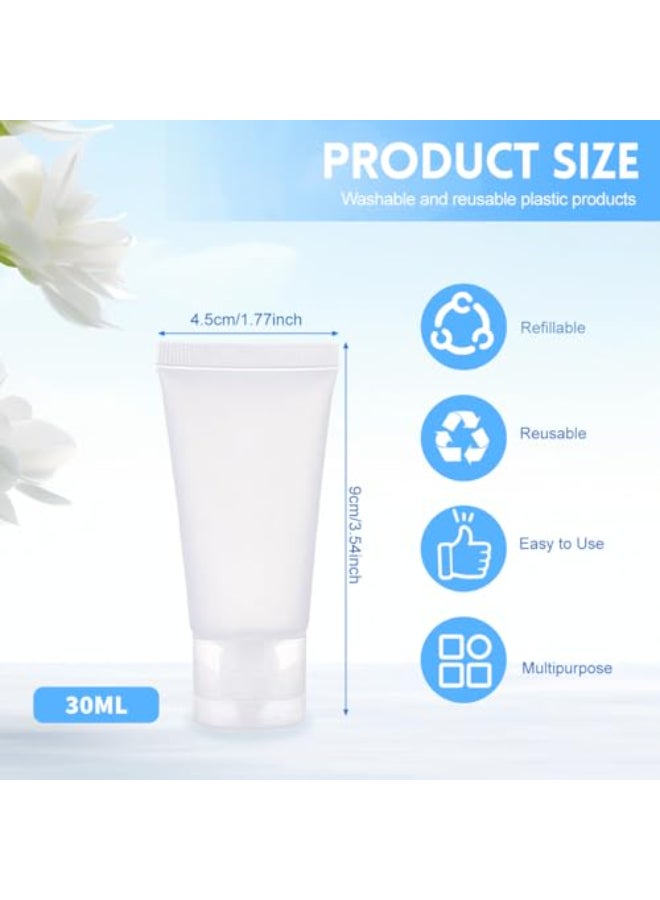 ASTRQLE 24Pcs 30ml 1oz Empty Translucent Plastic Flip Cap Shampoo Facial Cleanser Makeup Comestic Sample Soft Container Tube Bottle Vial Jar Pot Case - Image 3