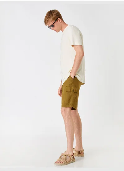 KOTON Linen Blend Cargo Chino Shorts