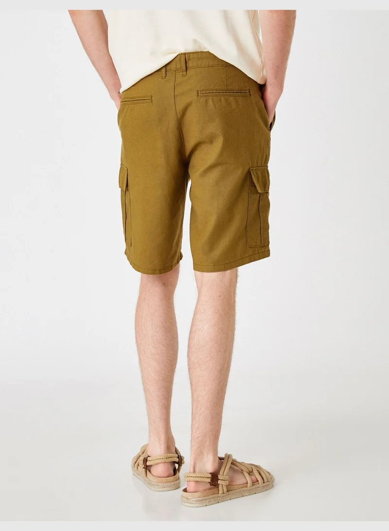 KOTON Linen Blend Cargo Chino Shorts