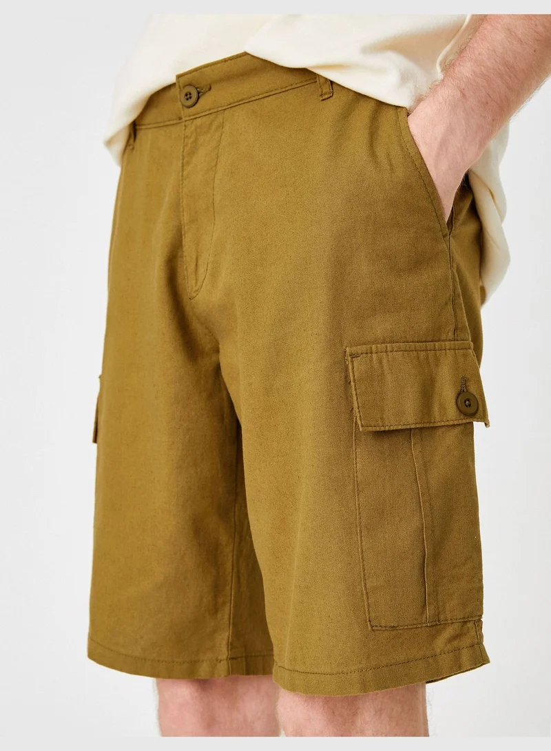 KOTON Linen Blend Cargo Chino Shorts