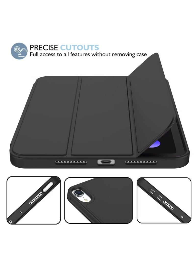 DUSALA New iPad Mini 6 Case 8.3 Inch 2021 (6th Gen) with Pencil Holder - Trifold Stand Smart Cover with Soft TPU Back, Auto Wake/Sleep Function(Black) - Image 2