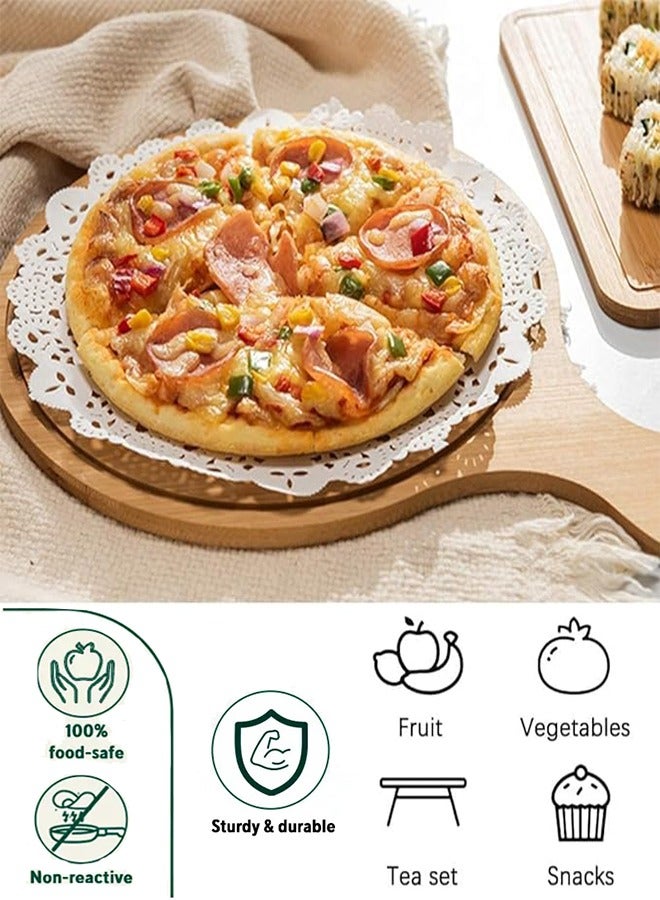 طبق تقديم بيتزا من خشب الخيزران الفاخر بتصميم سطح مستو|لوح تقديم شرائح اللحم والفواكه والكعك||مضاد للبكتيريا وسهل التنظيف - Image 2