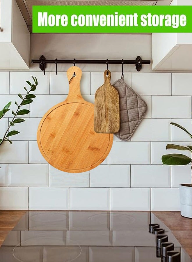 طبق تقديم بيتزا من خشب الخيزران الفاخر بتصميم سطح مستو|لوح تقديم شرائح اللحم والفواكه والكعك||مضاد للبكتيريا وسهل التنظيف - Image 4