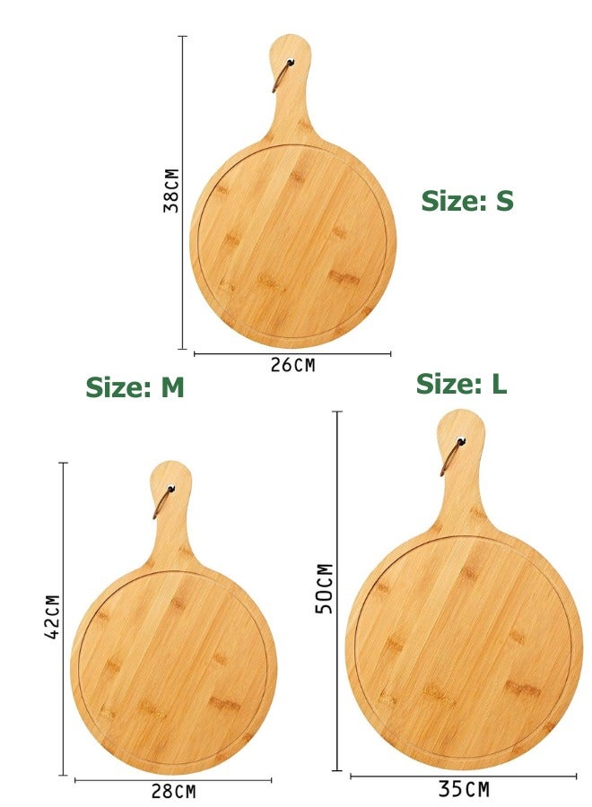 طبق تقديم بيتزا من خشب الخيزران الفاخر بتصميم سطح مستو|لوح تقديم شرائح اللحم والفواكه والكعك||مضاد للبكتيريا وسهل التنظيف - Image 5