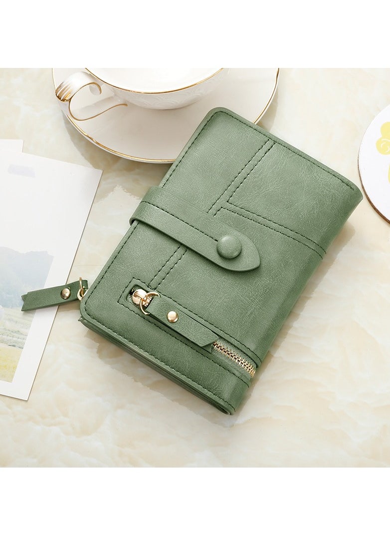 KUYING Pu Leather Short Zipper Three Fold Wallet 