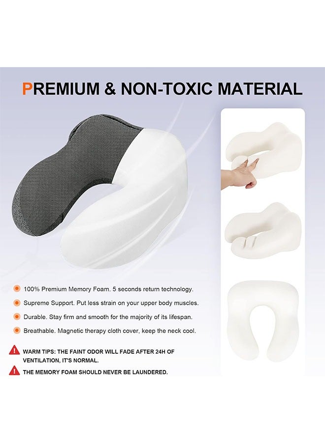 Neck Pillow for Travel Memory Foam Travel Pillow with Hood Adult Airplane Pillow for Head Rest Neck Support Portable Pillow for Office Cars Trains Long Flights Sleeping (Black) - Image 4