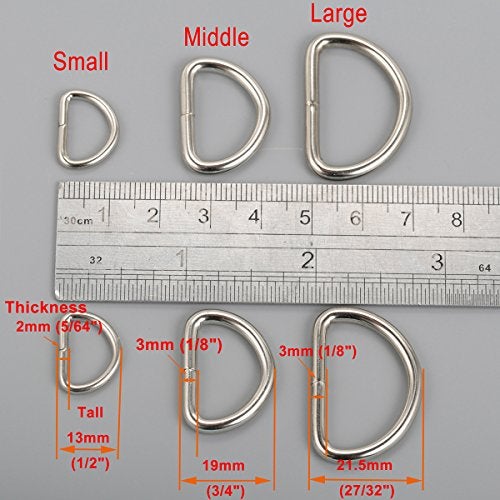 CrocSee Metal D Ring 1/2 inch Non Welded Nickel Plated Pack of 100 (Small) - Image 3