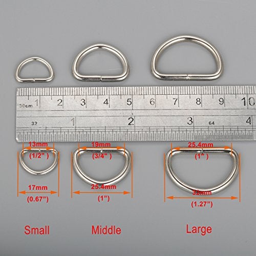 CrocSee Metal D Ring 1/2 inch Non Welded Nickel Plated Pack of 100 (Small) - Image 2