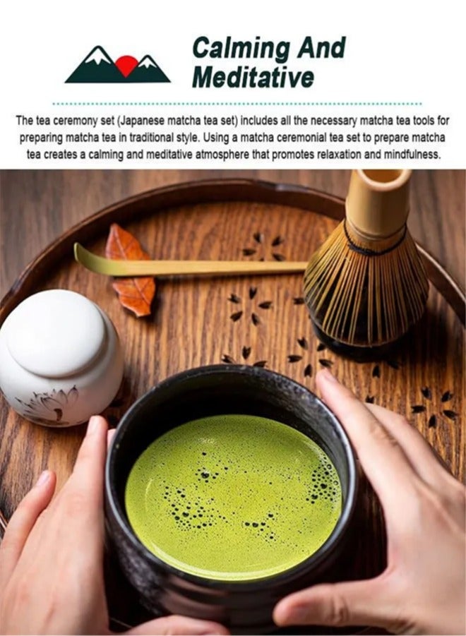 أبيكس مجموعة أدوات شاي ماتشا اليابانية تتضمن أداة خفق الماتشا مع حامل وملعقة تقليدية ووعاء خفق الماتشا من السيراميك مصنوعة يدويا لمراسم الماتشا التقليدية لحفلات الشاي اليابانية من تراسل، - Image 2