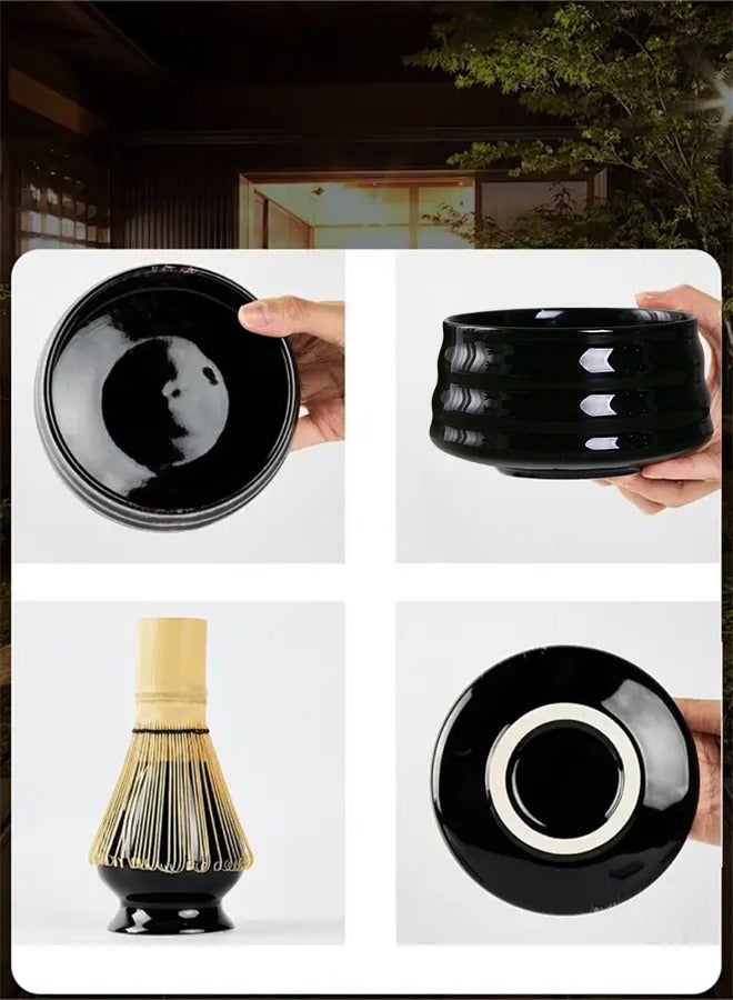 أبيكس مجموعة أدوات شاي ماتشا اليابانية تتضمن أداة خفق الماتشا مع حامل وملعقة تقليدية ووعاء خفق الماتشا من السيراميك مصنوعة يدويا لمراسم الماتشا التقليدية لحفلات الشاي اليابانية من تراسل، - Image 4