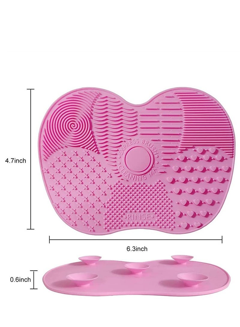 Excefore 2 Packs Makeup Brush Cleaning Mat Silicone Makeup Brush Cleaner Makeup Brush Cleaning Pad and Scrubber with Suction Cup Portable Washing Tool for Makeup Brushes  - Image 3