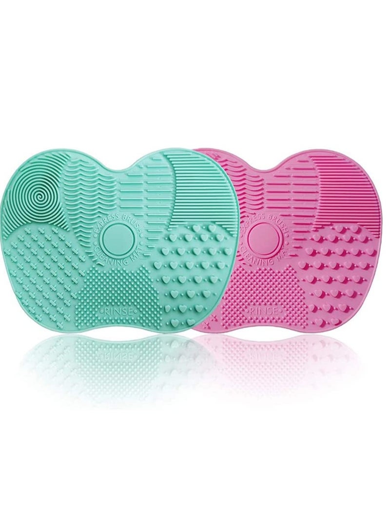 Excefore 2 Packs Makeup Brush Cleaning Mat Silicone Makeup Brush Cleaner Makeup Brush Cleaning Pad and Scrubber with Suction Cup Portable Washing Tool for Makeup Brushes  - Image 1