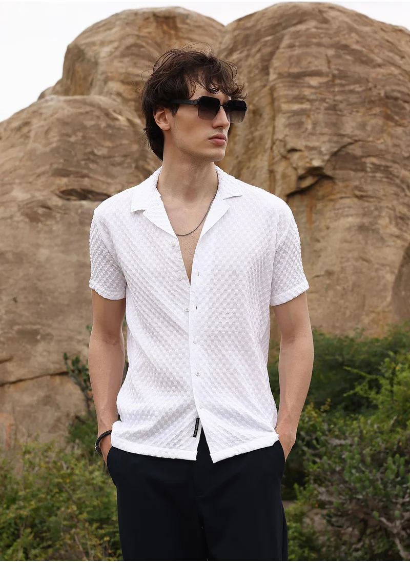 Campus Sutra Self-Design Block Shirt