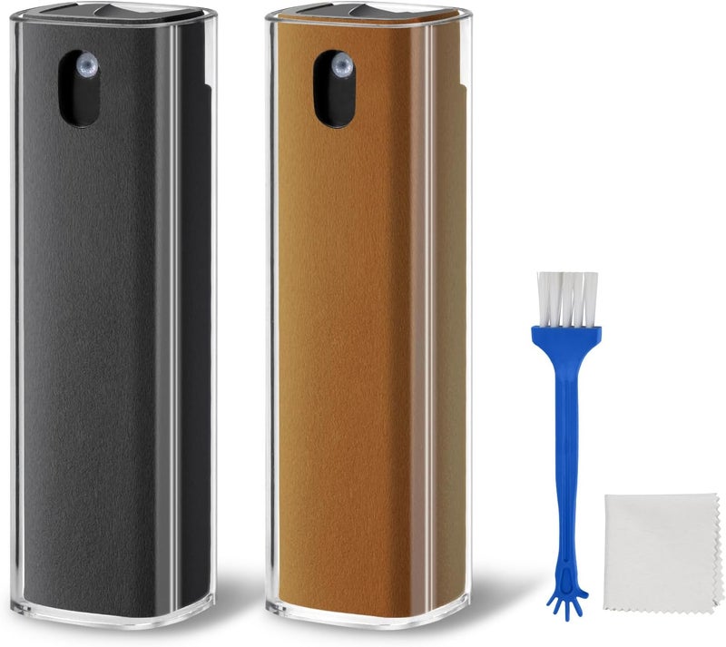 JiaTeums All in One Screen Cleaner 10.5 ml Cleaner for Phones/Laptop/Tablet/Monitors and Car Screens with Brush (Grey + Brown) Pack of 2 - Image 1