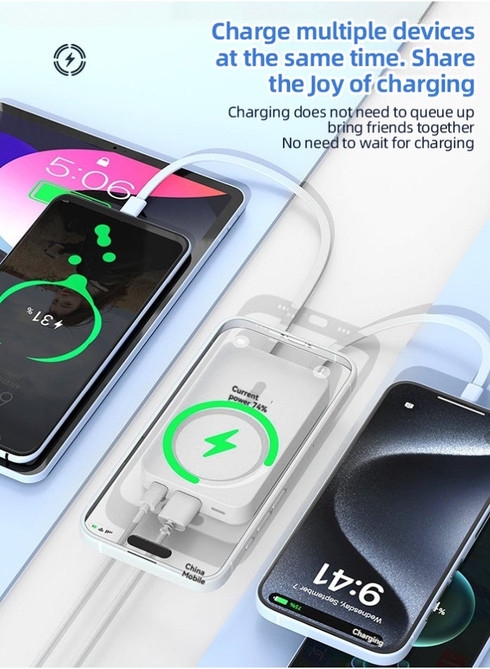 Magnetic Wireless Power Bank 15W Wireless & 22.5W Super Fast Charging | 10000mAh Portable Charger | Type-C & USB Output | Compatible iPhone, Samsung & More - Image 5