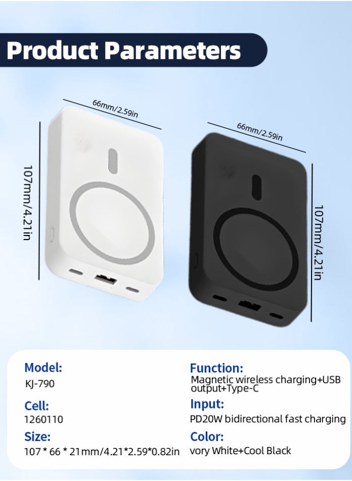 Magnetic Wireless Power Bank 15W Wireless & 22.5W Super Fast Charging | 10000mAh Portable Charger | Type-C & USB Output | Compatible iPhone, Samsung & More - Image 4