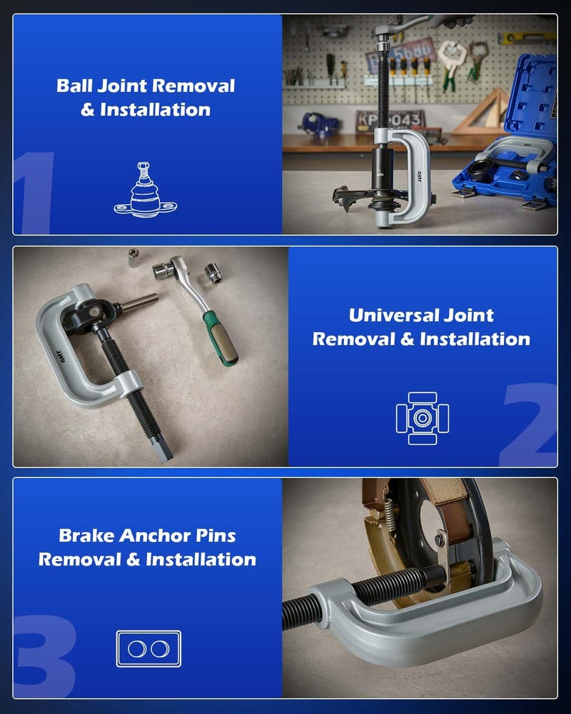 Orion Motor Tech Heavy Duty Ball Joint Press & U Joint Removal Tool Kit with 4x4 Adapters, for Most 2WD and 4WD Cars and Light Trucks - Image 4