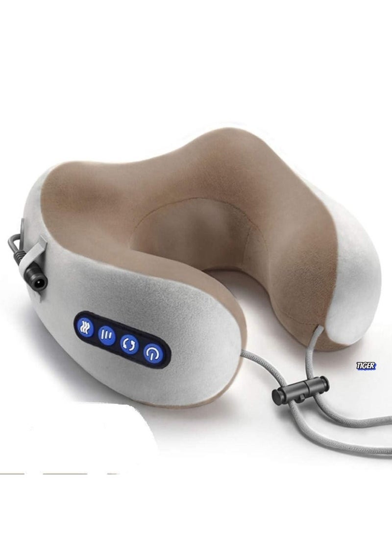 TIGER Electric Travel Neck Massage Pillow – U-Shaped Memory Foam with Kneading Vibration, Cervical Pain Relief, Ideal for Airplane, Train, and Car – Portable, Comfortable, and Relaxing Neck Massager for Travel - Image 1