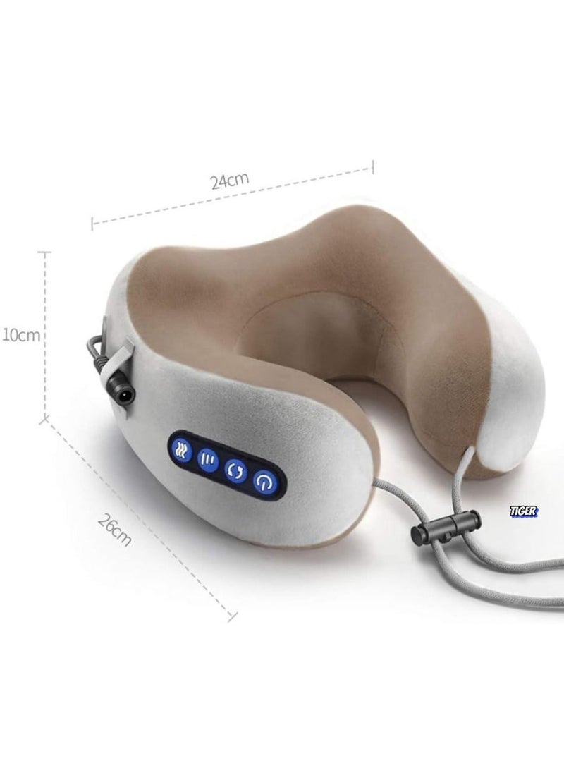 TIGER Electric Travel Neck Massage Pillow – U-Shaped Memory Foam with Kneading Vibration, Cervical Pain Relief, Ideal for Airplane, Train, and Car – Portable, Comfortable, and Relaxing Neck Massager for Travel - Image 2