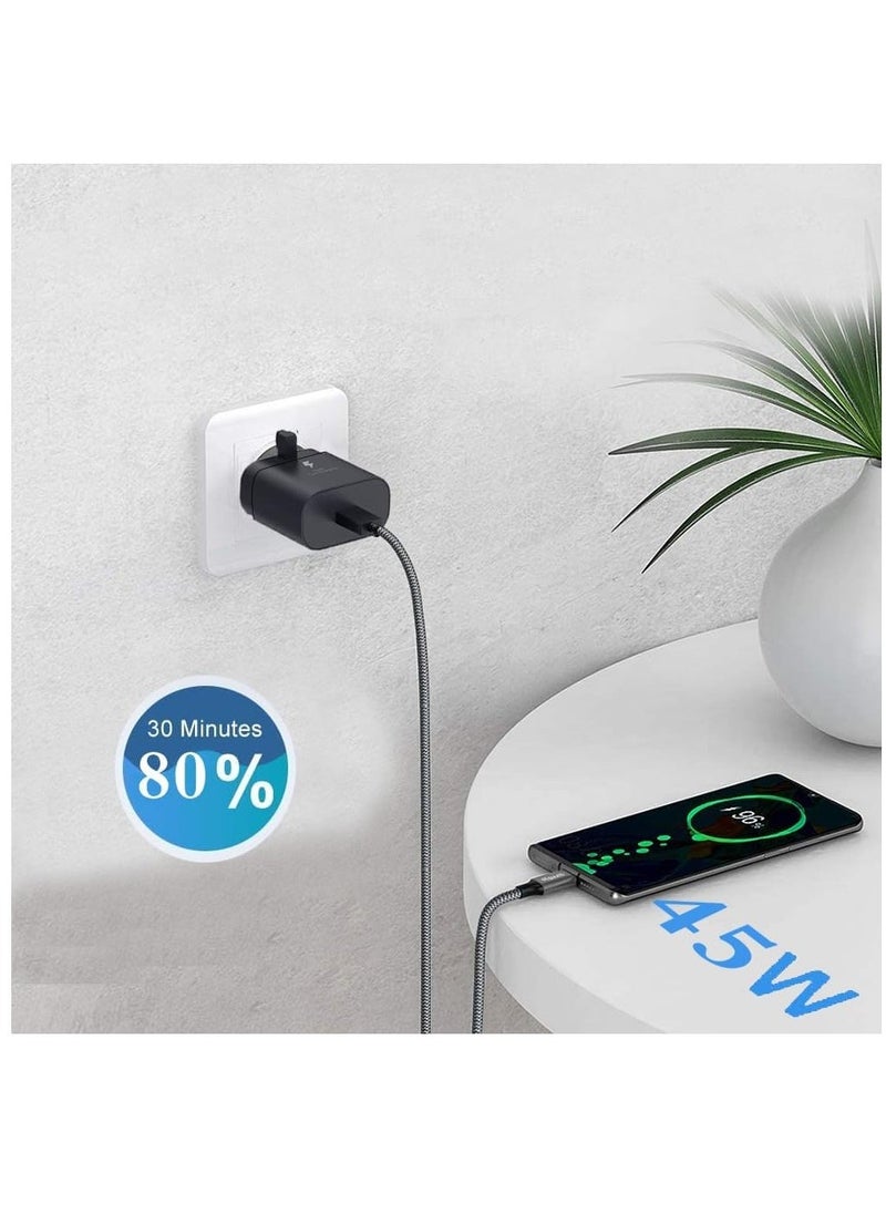 ELTRAZONE 45W Super fast charger Plug Data cable for Samsung galaxy S24 ULTRA S23 ultra FE S22 S21 fe S20 note 20 ultra 10 plus 9 8 z4 fold lead z 5 flip USB C TO C Adapter european wall Charger - Image 4