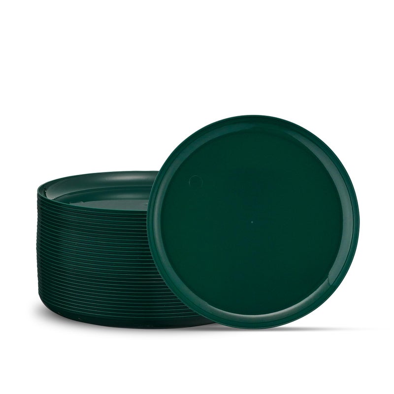 PLASTICPRO [30 Pack 6.3'' Christmass Green Plastic Party Plates Edge Collection Premium heavyweight Elegant Disposable Tableware Dishes - Image 1
