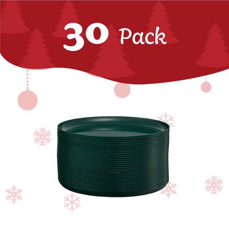 PLASTICPRO [30 Pack 6.3'' Christmass Green Plastic Party Plates Edge Collection Premium heavyweight Elegant Disposable Tableware Dishes - Image 5