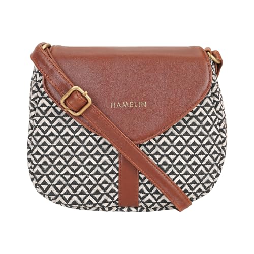 HAMELIN Women's Curvy Sling Bag for Girls and Women | Stylish Vegan Leather Ladies Purse for Mobile/Makeup | Crossbody Bag for Women | Woven Design with Adjustable Strap | Ideal Women's Gift|Orca - Image 1