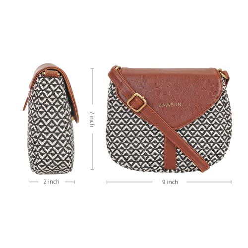 HAMELIN Women's Curvy Sling Bag for Girls and Women | Stylish Vegan Leather Ladies Purse for Mobile/Makeup | Crossbody Bag for Women | Woven Design with Adjustable Strap | Ideal Women's Gift|Orca - Image 5