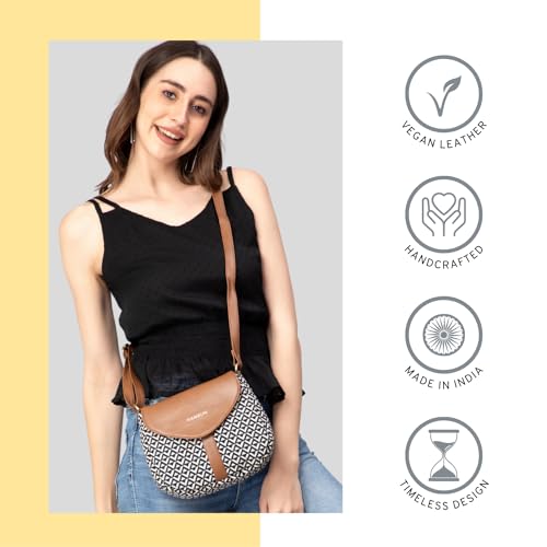 HAMELIN Women's Curvy Sling Bag for Girls and Women | Stylish Vegan Leather Ladies Purse for Mobile/Makeup | Crossbody Bag for Women | Woven Design with Adjustable Strap | Ideal Women's Gift|Orca - Image 2