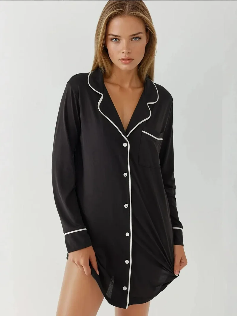 هيكاب فستان ميني مريح بياقة قميص بلمسة فائقة النعومة