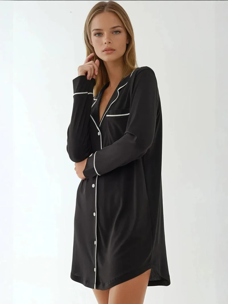 هيكاب فستان ميني مريح بياقة قميص بلمسة فائقة النعومة