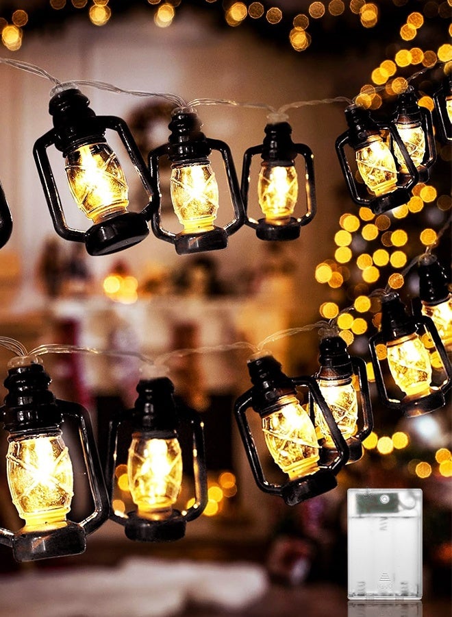 Tersely 3M/9.8FT 20 LEDS Diwali Ramadan String Light Outdoor Battery Powered Lantern Kerosene String Lights Waterproof for Eid Mubarak Christmas Halloween Wedding Patio Garden Party Decoration - Image 1